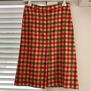 Vintage Pendleton orange/camel/off white wool plaid skirt